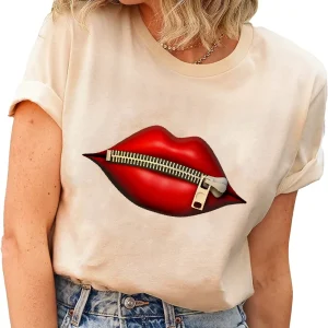 Vintage Red Lip Short Sleeve T-Shirt