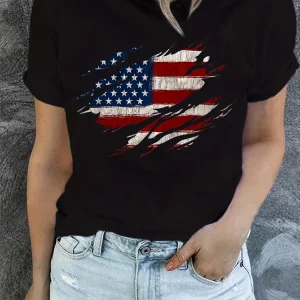 American Flag Print T-Shirt