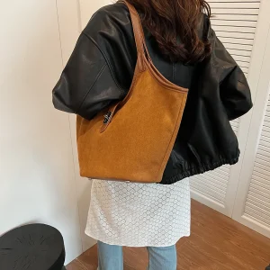 Retro Suede Satchel Purse Fashion Top Handle Bag