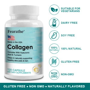 Collagen Supplement with Hyaluronic Acid and Turmeric for Skin, Hair and Nails